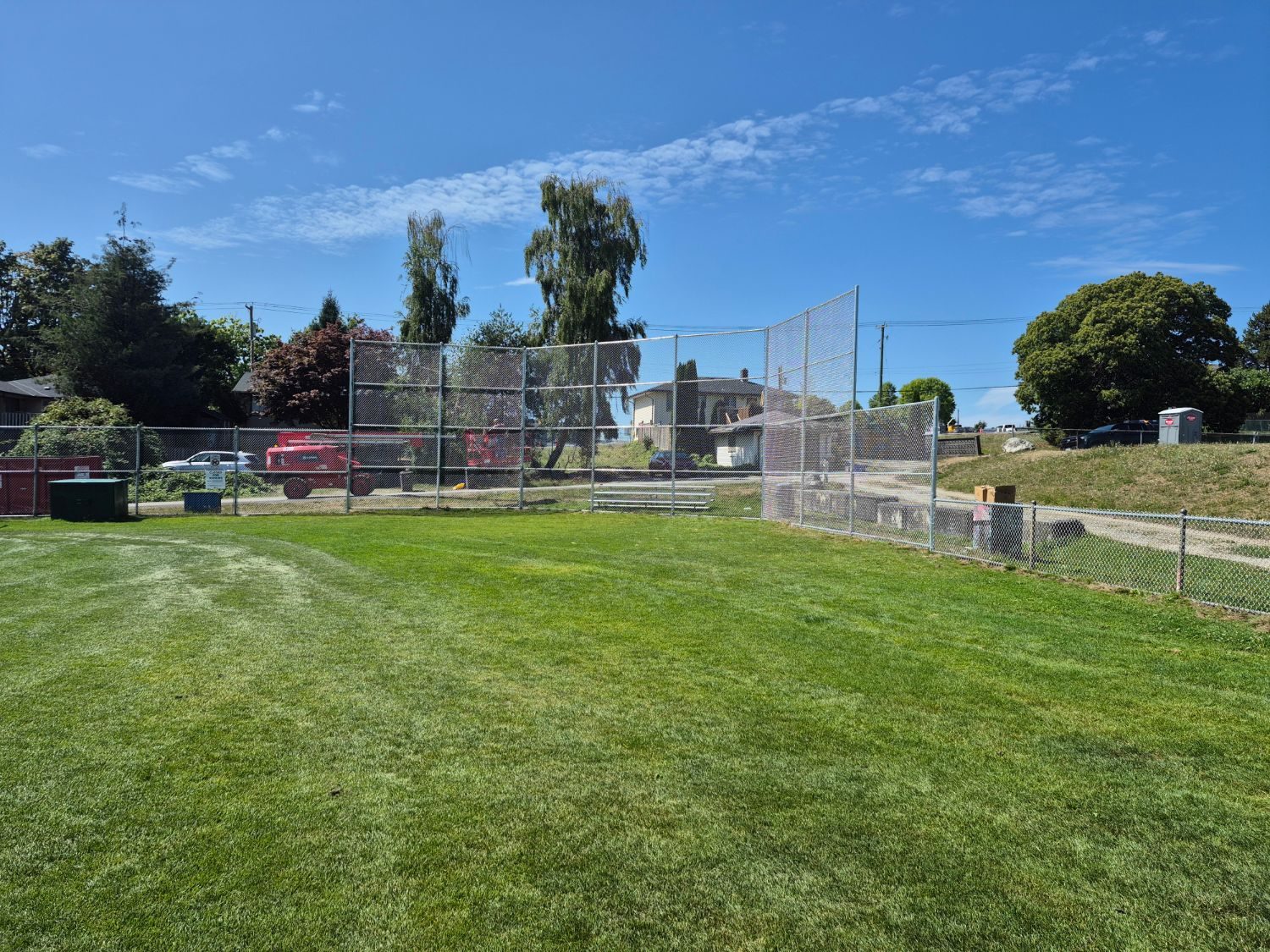 Finished chain link backstop at a ball field